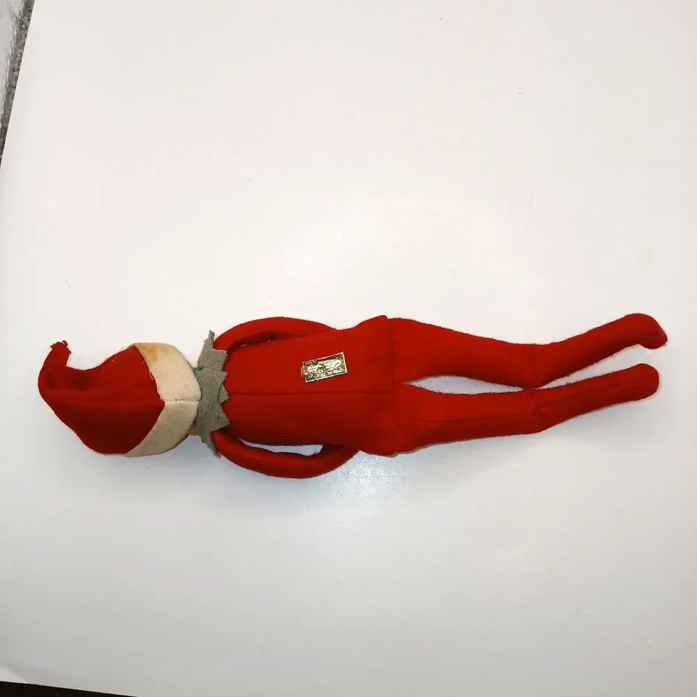 Vintage Inarco Japan Pixie Elf Knee hugger Red White Green Felt Foil Label 9